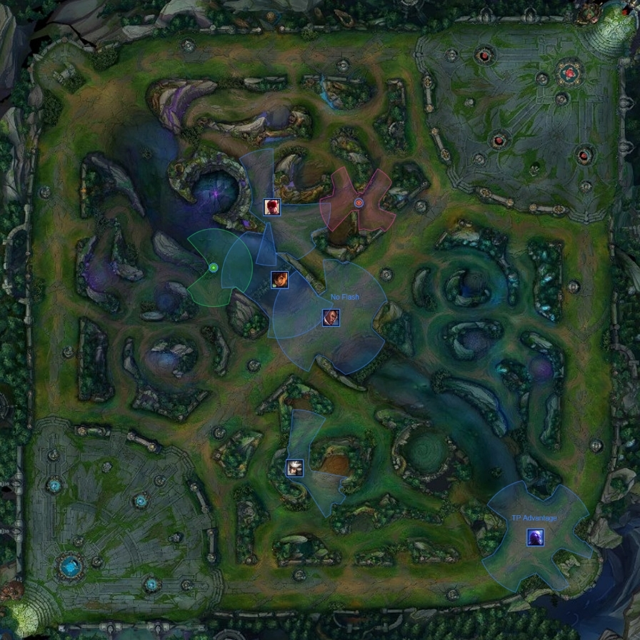 Summoner's Rift with raytraced champion and ward vision